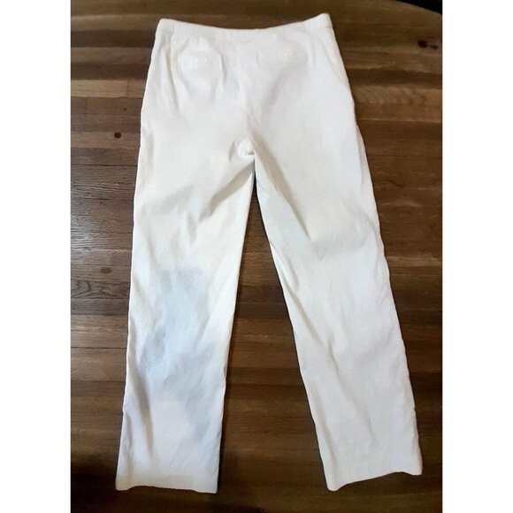 Elie Tahari Size 6 Linen Blend Luxury Stretch Summer Casual Pants White - Picture 2 of 10